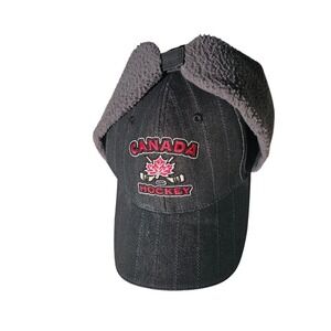 Hopper Trapper Choko Cotton Convertible Cap Hat Ear Flaps Canada Hockey One Size